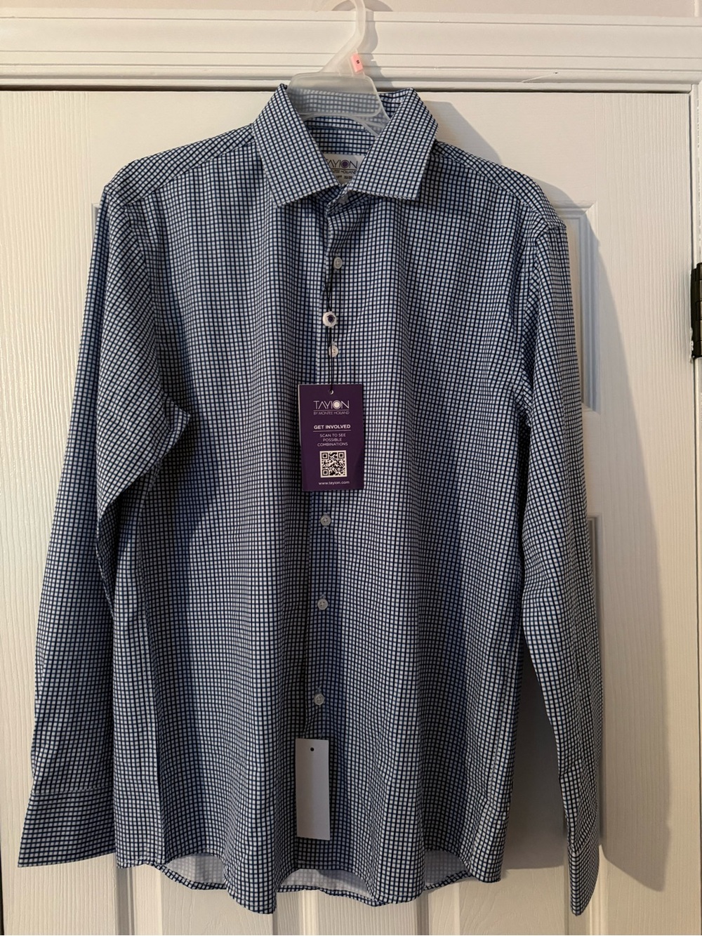 Men's Blue and White Stretch Dress Shirt - Avon